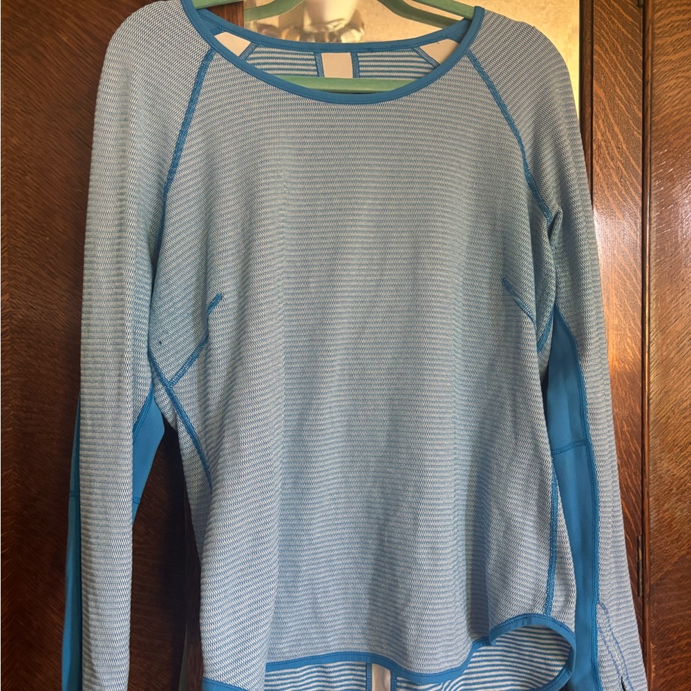 lululemon Blue and white Long Sleeve Top